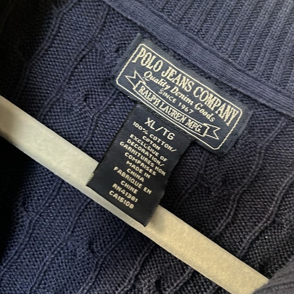 POLO JEANS COMPANY / RALPH LAUREN MFG / NAVY Half zip-up PULL OVER / Men’s - Picture 8 of 12